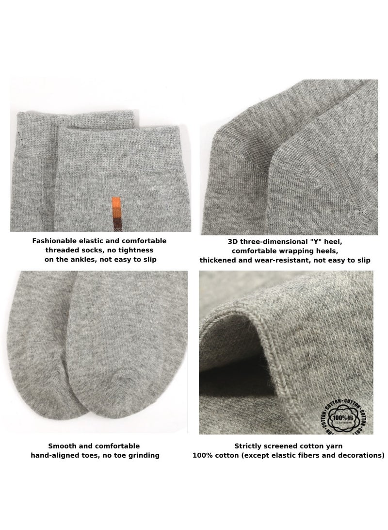 infino جوارب رجالية متوسطة القطع مصنوعة من القطن بنسبة 100%: جوارب متوسطة القطع، جوارب رسمية، ماصة للرطوبة، مناسبة لجميع المواسم، مصنوعة من القطن بنسبة 100%، ماصة للعرق ومقاومة للروائح، أنيقة وغير رسمية (5 أزواج، رمادي فاتح) - Image 4