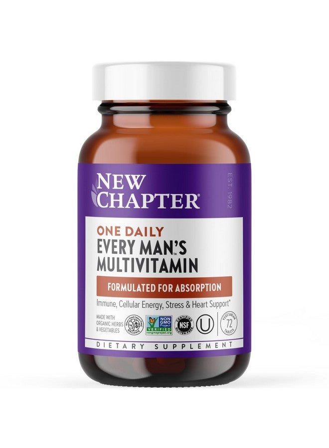 New Chapter Men's Multivitamin for Immune, Stress, Heart + Energy Support with Fermented Nutrients - Every Man's One Daily, Made with Organic Vegetables & Herbs, Non-GMO, Gluten Free - 72 ct - Image 1