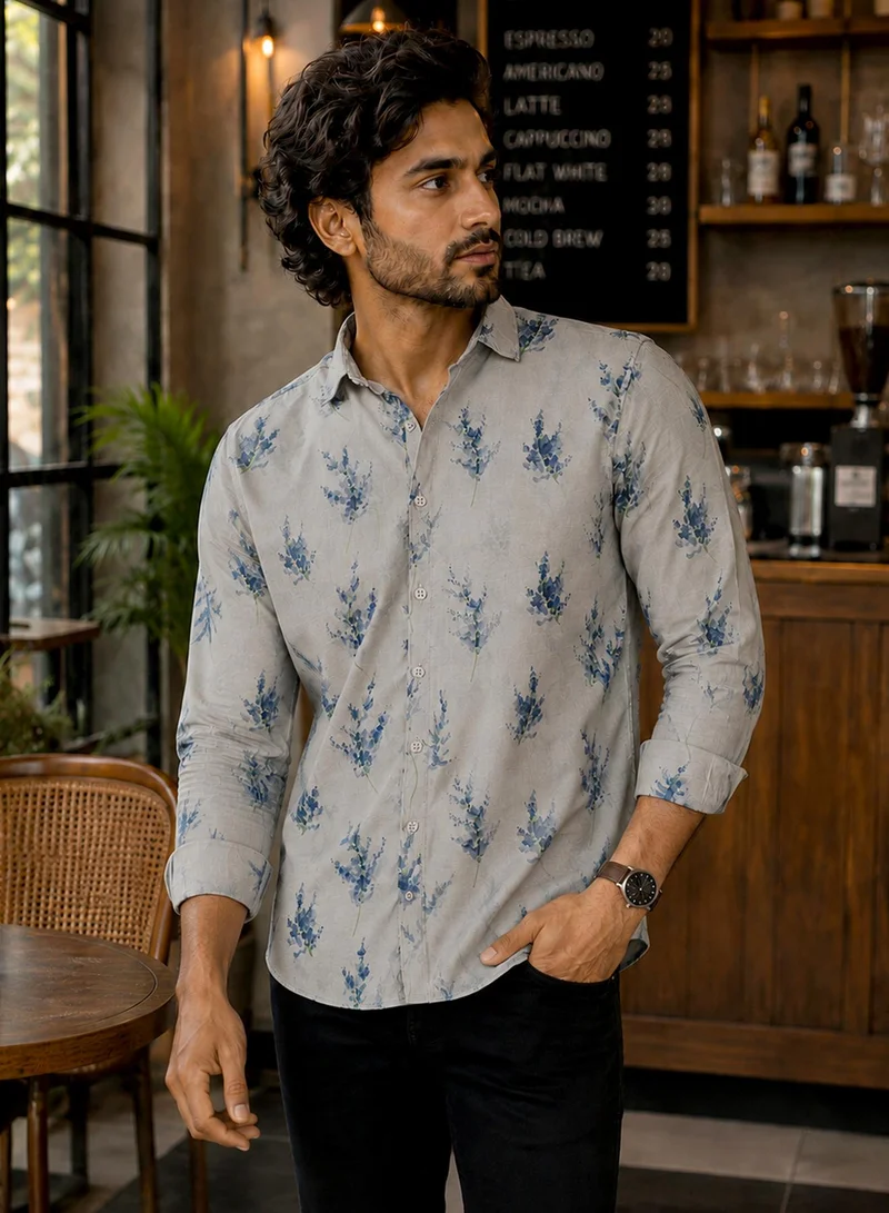 CAHOOT Men's Multi Printed Regular Shirt For Casual Wear | Collared Neck | Long Sleeve | Button Closure | Polyester Blend Shirt Crafted With Comfort Fit For Everyday Wear (3783)