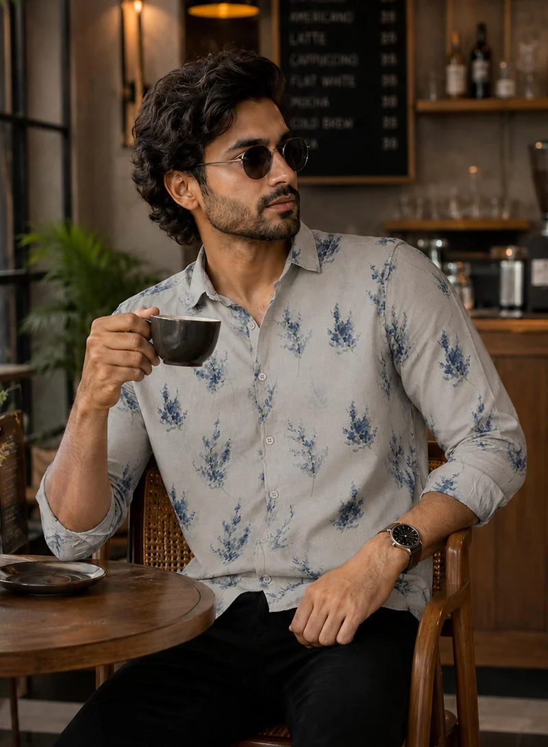 CAHOOT Men's Multi Printed Regular Shirt For Casual Wear | Collared Neck | Long Sleeve | Button Closure | Polyester Blend Shirt Crafted With Comfort Fit For Everyday Wear (3783)