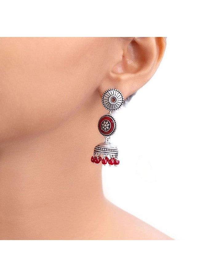 Voylla Rangabati Pearl Jhumki Earrings for Women (Silver) (8907617887876) - Image 3