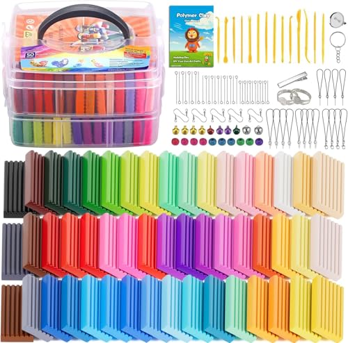 CiaraQ Polymer Clay Starter kit Oven Bake Modeling Clay with Sculpting Tools 50 Colors 28 lb - Image 1
