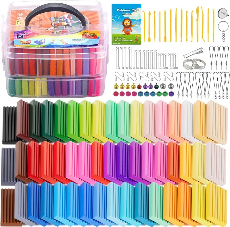 CiaraQ Polymer Clay Starter kit Oven Bake Modeling Clay with Sculpting Tools 50 Colors 28 lb - Image 2