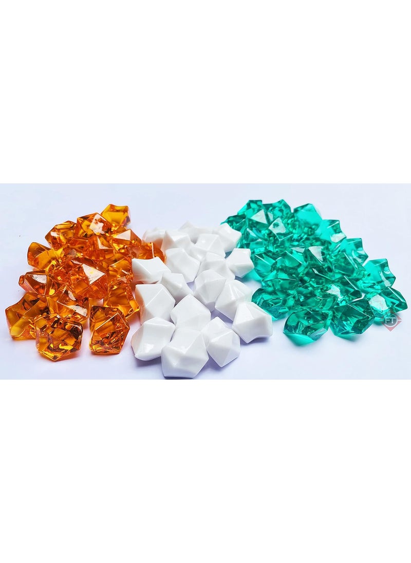 Firstly Firstly Traders 300 Grams Vase Fillers Decorative Marbles Faux Diamonds Shiny Crystals Bowl Fillers Orange White Green Tricolour Decoration Items Independence Day Special  - Image 1