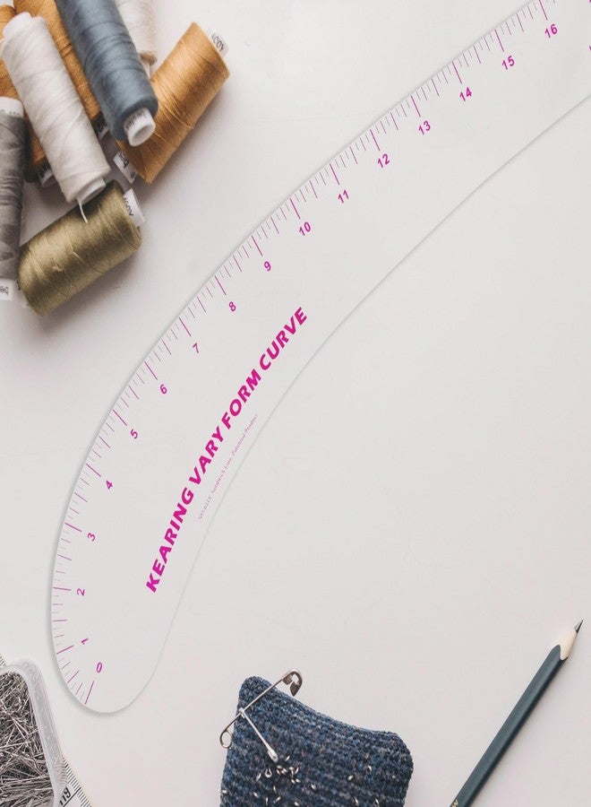 KEARING 18inch Clear French Curve Ruler for Pattern Making, Vary Form Curve Ruler for Sewing, Sandwich Line Scale, Clear Hip Measuring Curve Transparent Fashion Designer's Ruler for Quilting - Image 5