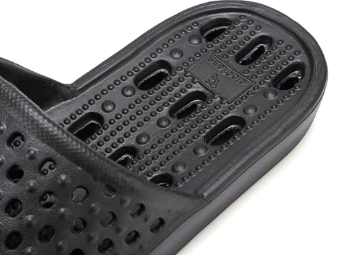clootess Shower Shoes Slide for Men and Women Holes Bath Slipper Bathroom Sandal Pool Gym College Dorm Non-Slip Black 44.45 - Image 4