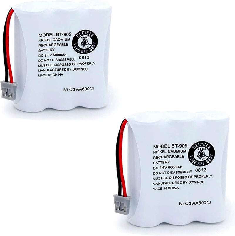 OXWINOU BT-905 Rechargeable Cordless Handset Phone Battery (2-Pack) - 3.6V 600mAh Ni-Cd - Image 1