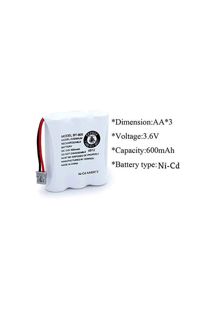 OXWINOU BT-905 Rechargeable Cordless Handset Phone Battery (2-Pack) - 3.6V 600mAh Ni-Cd - Image 5