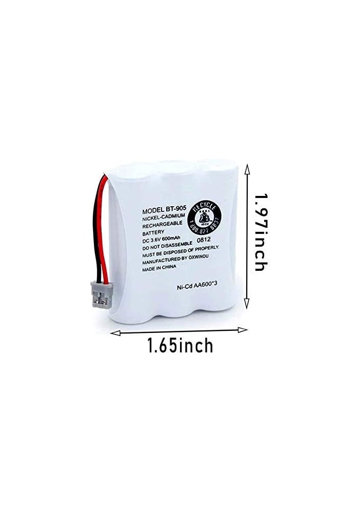 OXWINOU BT-905 Rechargeable Cordless Handset Phone Battery (2-Pack) - 3.6V 600mAh Ni-Cd - Image 3