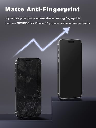 GIGIKISS 2 Pack Matte Screen Protector for iPhone 15 Pro Max -6.7 Inch, Anti Fingerprint Anti Glare Screen Protector Tempered Glass Easy Installation - Image 3