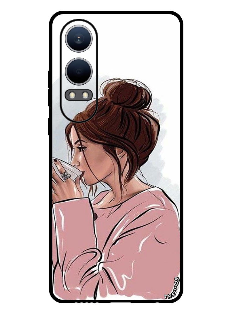 Theodor Protective Case Anti Scratch Shock Proof Bumper Cover For OnePlus Nord CE4 Lite Girl Drinking Coffee 1 - Image 1