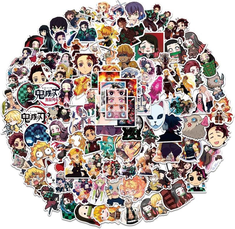 Nan 100 Pieces Cartoon Demon Slayer Anime Stickers - Vinyl Stickers for Car, Laptop, and Water Bottles - Image 1