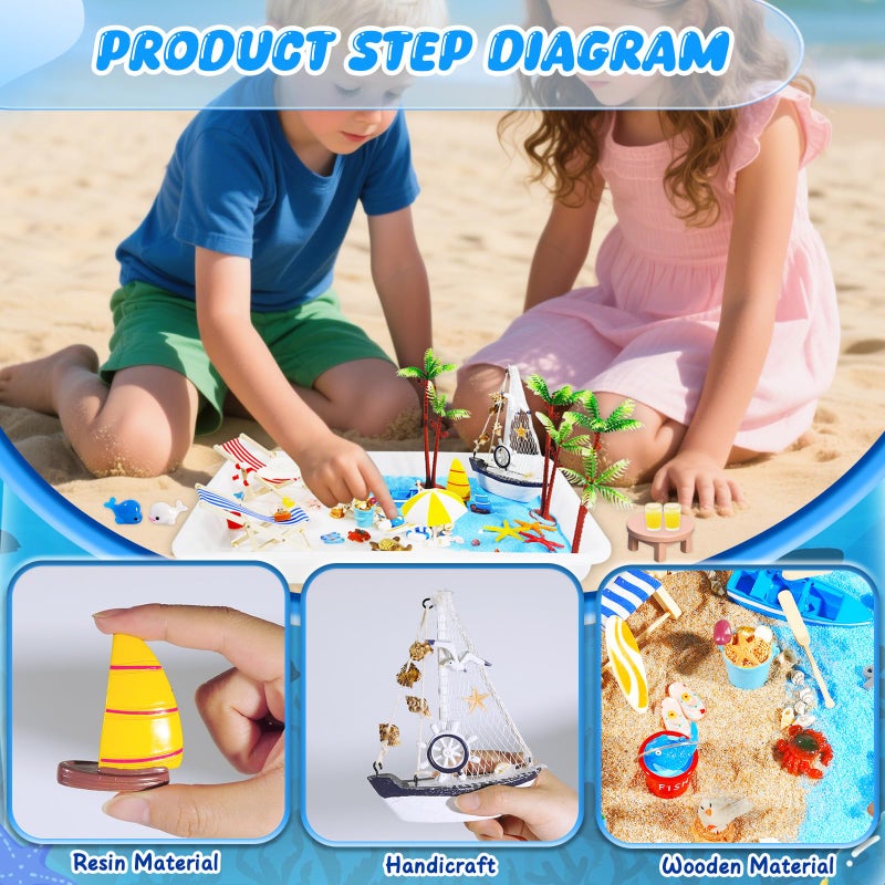 Pamonrueer 41 Pcs Miniature Summer Beach Accessories Ocean Diorama Supplies Sand Box Beach Theme Cake Decorations Sea Animal Figurines Shell Cake Topper Party Gifts Diorama Projects - Image 4