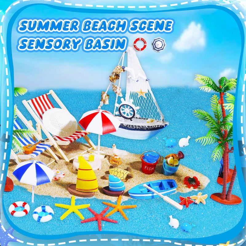 Pamonrueer 41 Pcs Miniature Summer Beach Accessories Ocean Diorama Supplies Sand Box Beach Theme Cake Decorations Sea Animal Figurines Shell Cake Topper Party Gifts Diorama Projects - Image 5