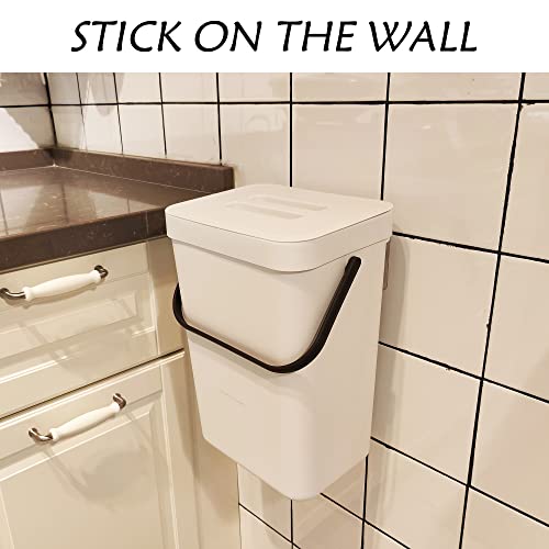 stonespace Hanging Trash Can, 3.2 Gallon/12L Small Waste Bin with Lid for Kitchen Cabinet Door or Under Sink, Bathroom Trash Bin with Lid, Food Waste Bin, 1 Pack White - Image 2