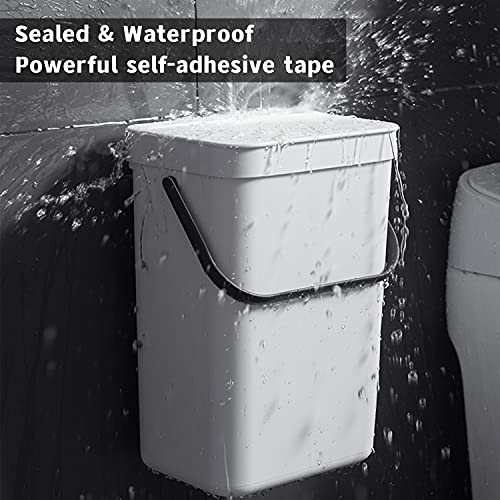 stonespace Hanging Trash Can, 3.2 Gallon/12L Small Waste Bin with Lid for Kitchen Cabinet Door or Under Sink, Bathroom Trash Bin with Lid, Food Waste Bin, 1 Pack White - Image 5