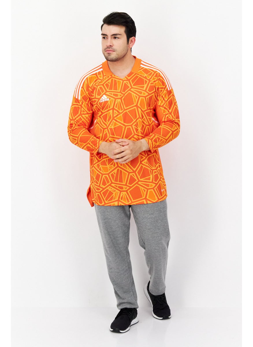 Adidas Men Sportswear Fit Long Sleeve Training Jersey, Orange Combo  - Image 4