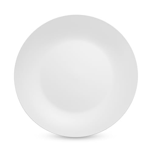 Munfix 100 White Plastic Plates Set, 50 Pcs 10.25 Inch Dinner and 50 Pcs 7.5 Inch Plastic Dessert Plates, Elegant Fancy Heavy Duty Disposable Plates for Party, Wedding, White - Image 4