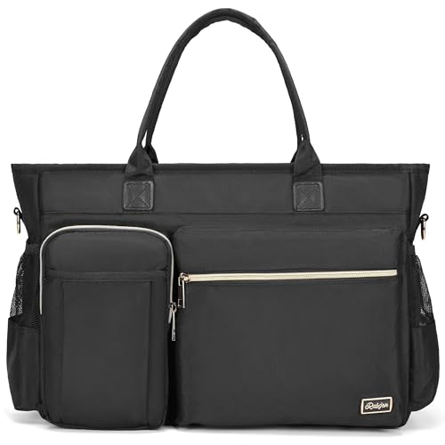 Rabjen Laptop Tote Bag, Middle Size Computer Messenger Teacher Bag with 15.6'' Padded Laptop Sleeve - Image 1
