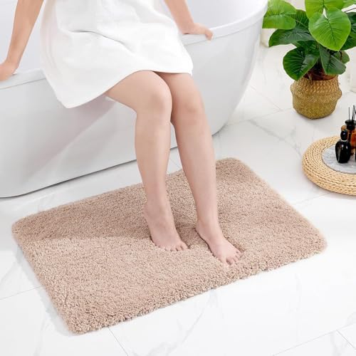 Disolla Beige Bathroom Rug 24x36 NonSlip Plush Thick Bath Mat Highly Absorbent Ultra Soft Fluffy Floor Mat Machine Washable for Shower and Tub - Image 1