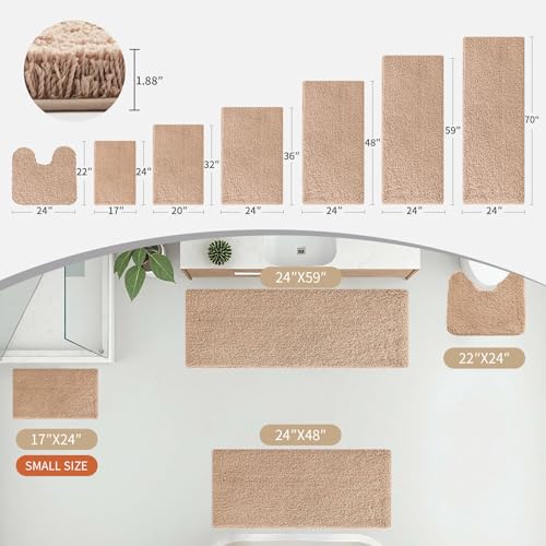 Disolla Beige Bathroom Rug 24x36 NonSlip Plush Thick Bath Mat Highly Absorbent Ultra Soft Fluffy Floor Mat Machine Washable for Shower and Tub - Image 3