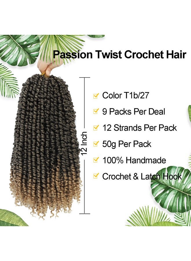 فوريفري شعر كروشيه باشون تويست 12 بوصة، 9 حزم شعر كروشيه للنساء السود، شعر كروشيه ملتوي مسبقًا 1B - Image 2