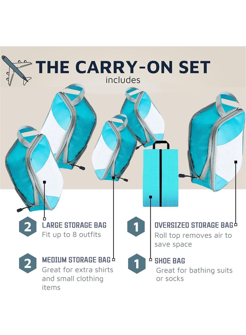 4PCS Packing Cube Set Packing Luggage Organizers for Travel Packing Organizers with Laundry Bag Compression Storage Bag Clothing Underwear Bag for Man u0026 Woman (4pc Blue) - Image 2