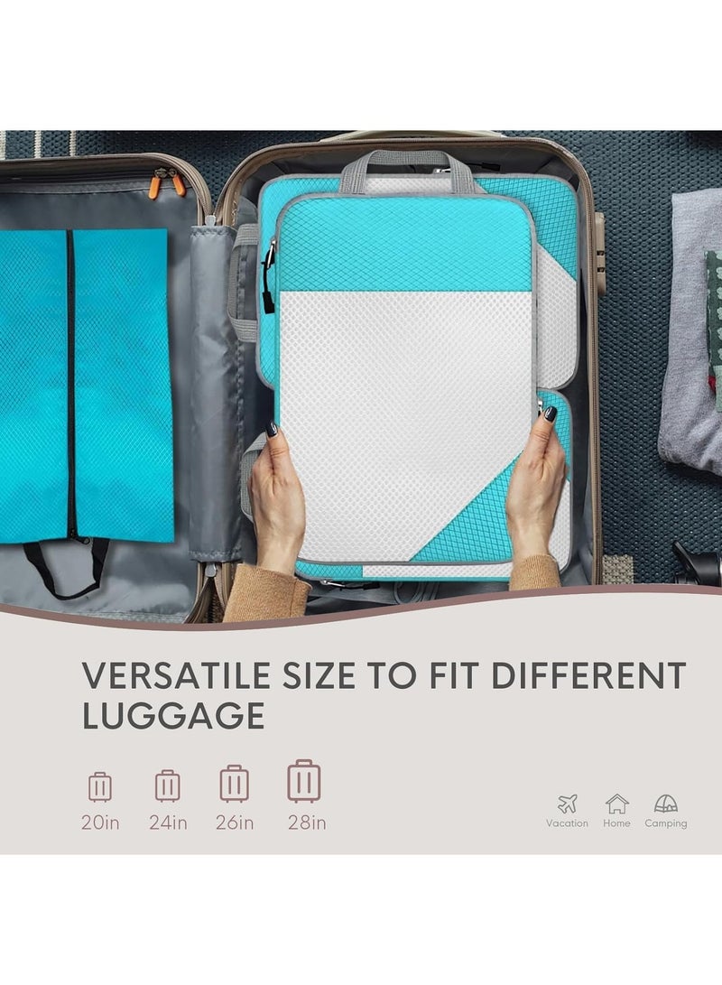 4PCS Packing Cube Set Packing Luggage Organizers for Travel Packing Organizers with Laundry Bag Compression Storage Bag Clothing Underwear Bag for Man u0026 Woman (4pc Blue) - Image 3