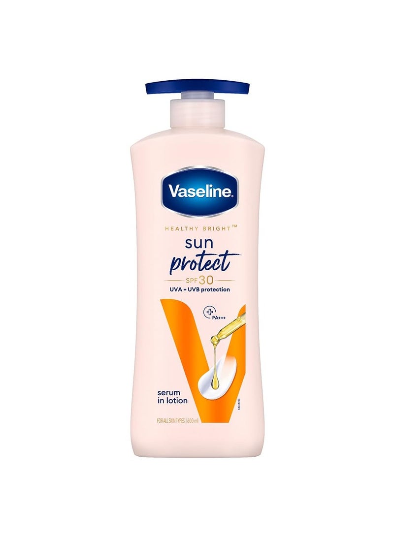 Vaseline Sun Protect SPF 30 Body Lotion, Reduces Tan Lines in 7 Days, UVA + UVB PA+++ Sun Protection, 600ml - Image 1