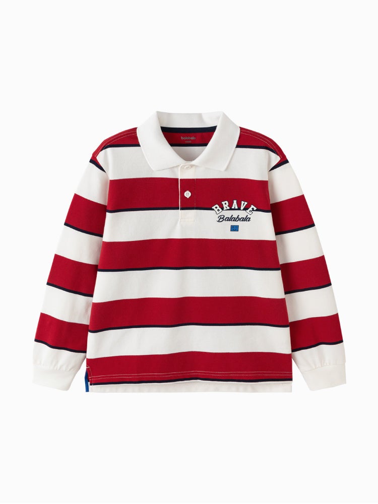 بالابالا تيشيرت بولو مخطط بأكمام طويلة للأولاد - Image 4