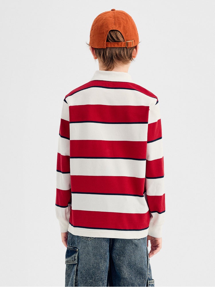 بالابالا تيشيرت بولو مخطط بأكمام طويلة للأولاد - Image 3