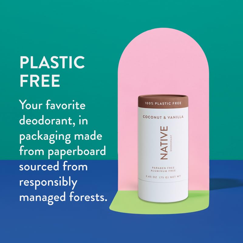 Native Plastic Free Deodorant Contains Naturally Derived Ingredients, 72 Hour Odor Control | Deodorant for Women & Men, Aluminum Free with Baking Soda, Coconut Oil and Shea Butter | Coconut & Vanilla - Image 3