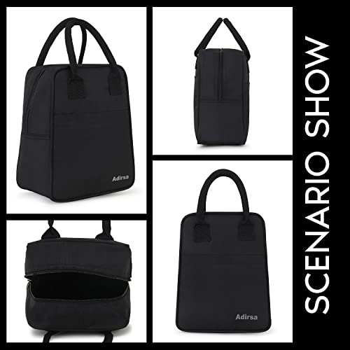 ADIRSA LB4001 Men's, Women's, Kid's Polyester Insulated Lunch / Tiffin Bag for School, Picnic, Work (Black) - Image 4