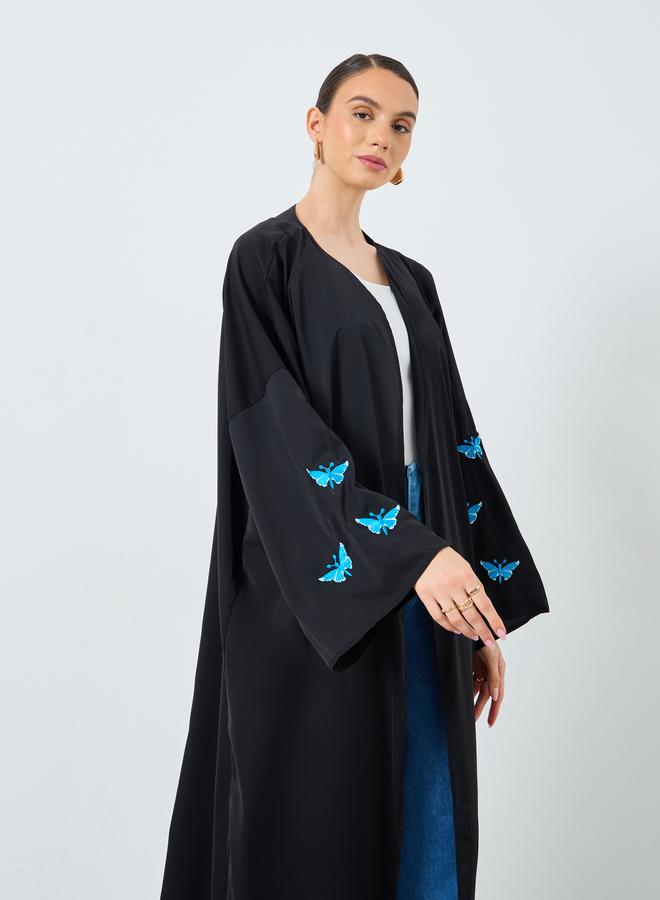 Take Two Embroidered Butterfly Open Front Abaya - Image 3