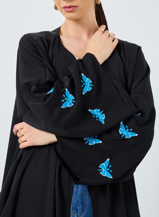 Take Two Embroidered Butterfly Open Front Abaya - Image 4