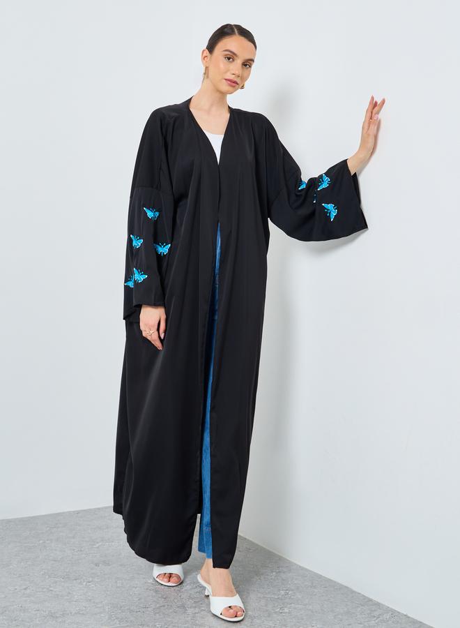 Take Two Embroidered Butterfly Open Front Abaya - Image 2