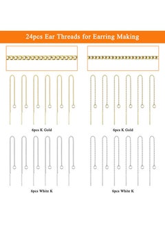 Oubaka 24Pcs 8.5Cm Ear Threads Long String Ear Threads Hypoallergenic Ear Threads Earrings With Loop Drop Earrings Tassel Chain Earrings For Earring Making Diy Jewelry Craft(2 Styles,2 Colors)  - Image 2