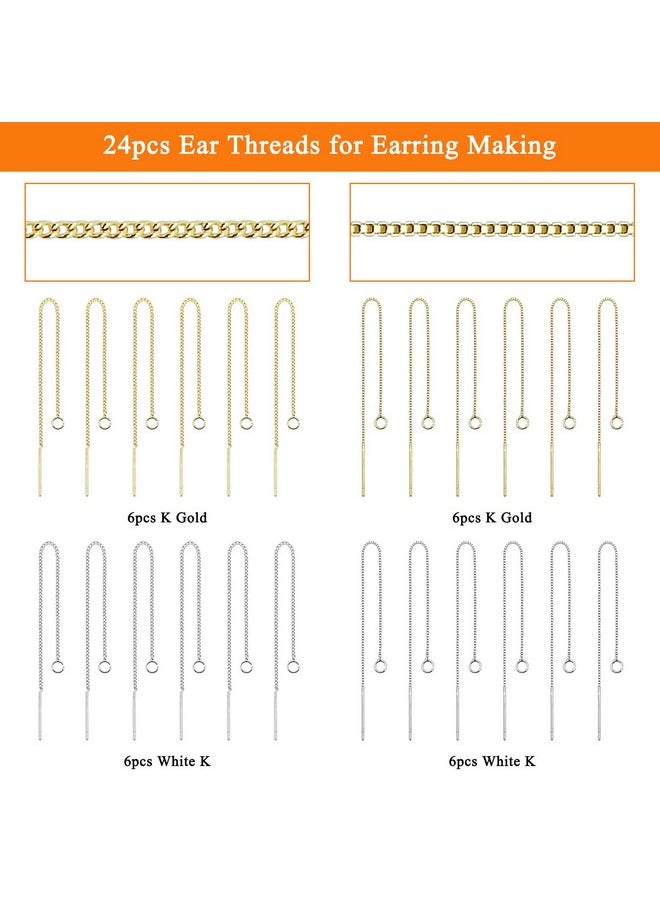 Oubaka - 24Pcs 8.5Cm Ear Threads Long String Ear Threads Hypoallergenic Ear Threads Earrings With Loop Drop Earrings Tassel Chain Earrings For Earring Making Diy Jewelry Craft(2 Styles,2 Colors) - Image 1