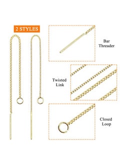 Oubaka 24Pcs 8.5Cm Ear Threads Long String Ear Threads Hypoallergenic Ear Threads Earrings With Loop Drop Earrings Tassel Chain Earrings For Earring Making Diy Jewelry Craft(2 Styles,2 Colors)  - Image 3