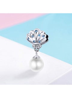 ABAOLA Blue Mermaid Tail & Shell Pearl Charm 925 Sterling Silver Ocean Charm Beads For Bracelet & Necklace (Shell & Shell Pearl)  - Image 4