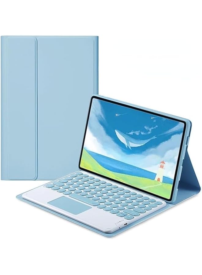 erorex Keyboard Case Compatible With Lenovo Tab M11 11 Inch Tb 330Fu Tb 331Fc 2024 Tablet Retro Round Keycolor Keyboard With Detachable Touch Keyboard Cover (Blue)  - Image 1