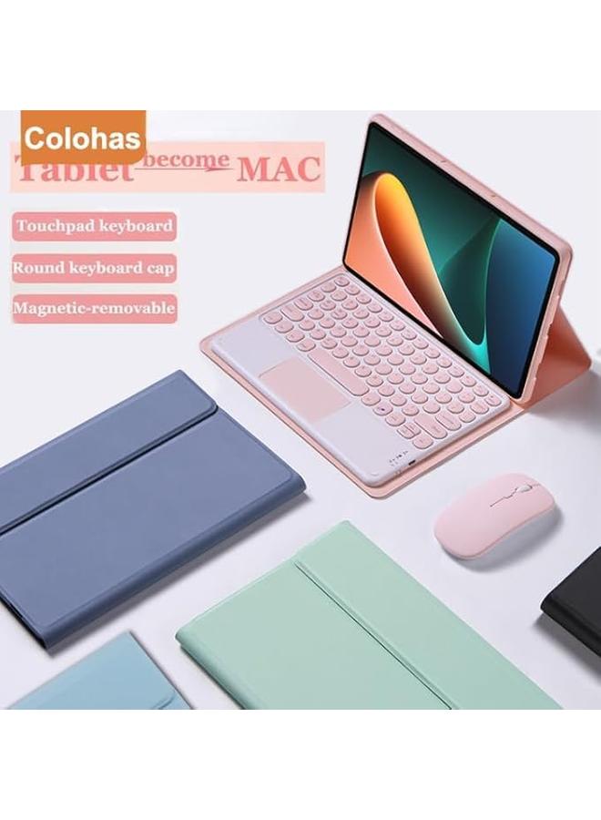 erorex Keyboard Case Compatible With Lenovo Tab M11 11 Inch Tb 330Fu Tb 331Fc 2024 Tablet Retro Round Keycolor Keyboard With Detachable Touch Keyboard Cover (Blue)  - Image 2