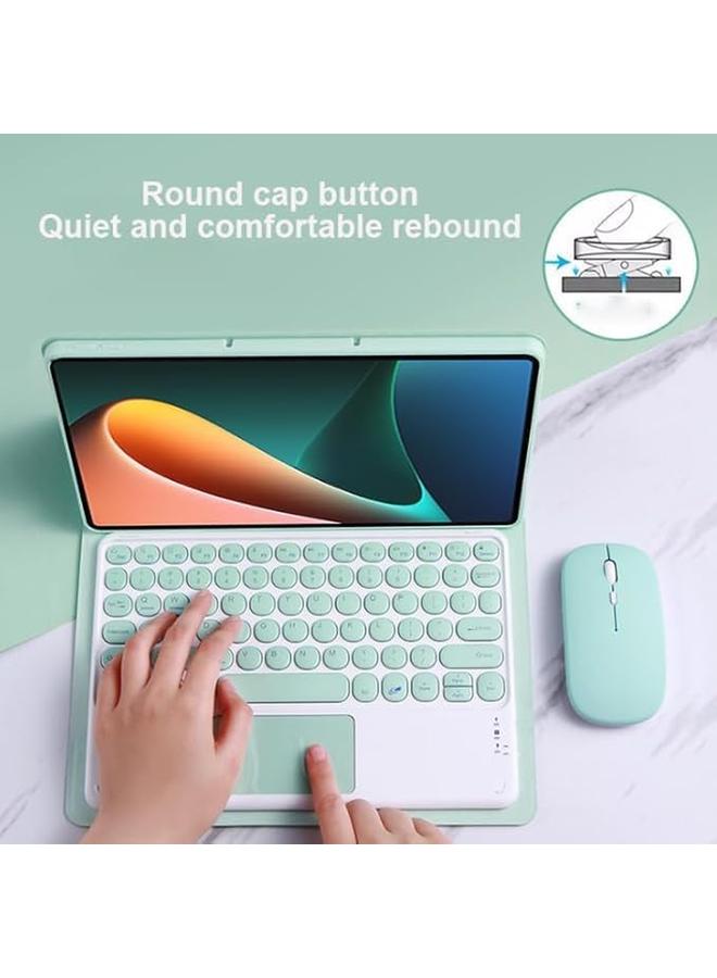 erorex Keyboard Case Compatible With Lenovo Tab M11 11 Inch Tb 330Fu Tb 331Fc 2024 Tablet Retro Round Keycolor Keyboard With Detachable Touch Keyboard Cover (Blue)  - Image 4