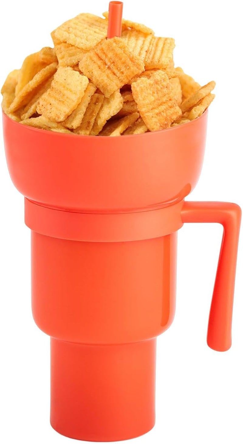 windforgecraft Stadium Tumbler with Snack Bowl | 2 in 1 Snack and Drink Cup,Without Handle Popcorn Cup Snack Cup Multifunctional Cup,Leakproof Snack Cup,Reusable Snack and Drink Cup for Adults,Kids - Image 1