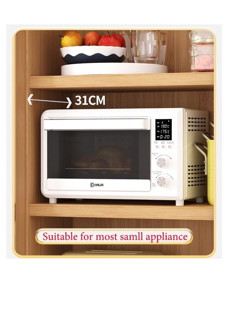 Generic Freestanding Sideboard Tall Rack Kitchen Dining Room Storage Cabinet Bamboo Buffet Cabinet with Doors Shelves Corner Floor Display Cupboard for Bowls Dishes Cups Baker Tools (60 * 31 * 190, Two Door)  - Image 5