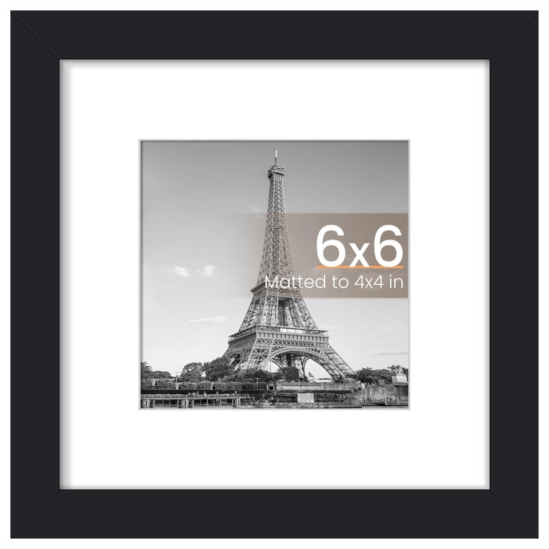 أبس سيمبلز upsimples 6x6 صورة إطار عرض الصور 4x4 مع حصيرة أو 6 × 6 بدون جدار معلق إطارات مربعة سوداء 1 حزمة - Image 1