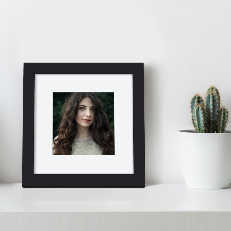 أبس سيمبلز upsimples 6x6 صورة إطار عرض الصور 4x4 مع حصيرة أو 6 × 6 بدون جدار معلق إطارات مربعة سوداء 1 حزمة - Image 2