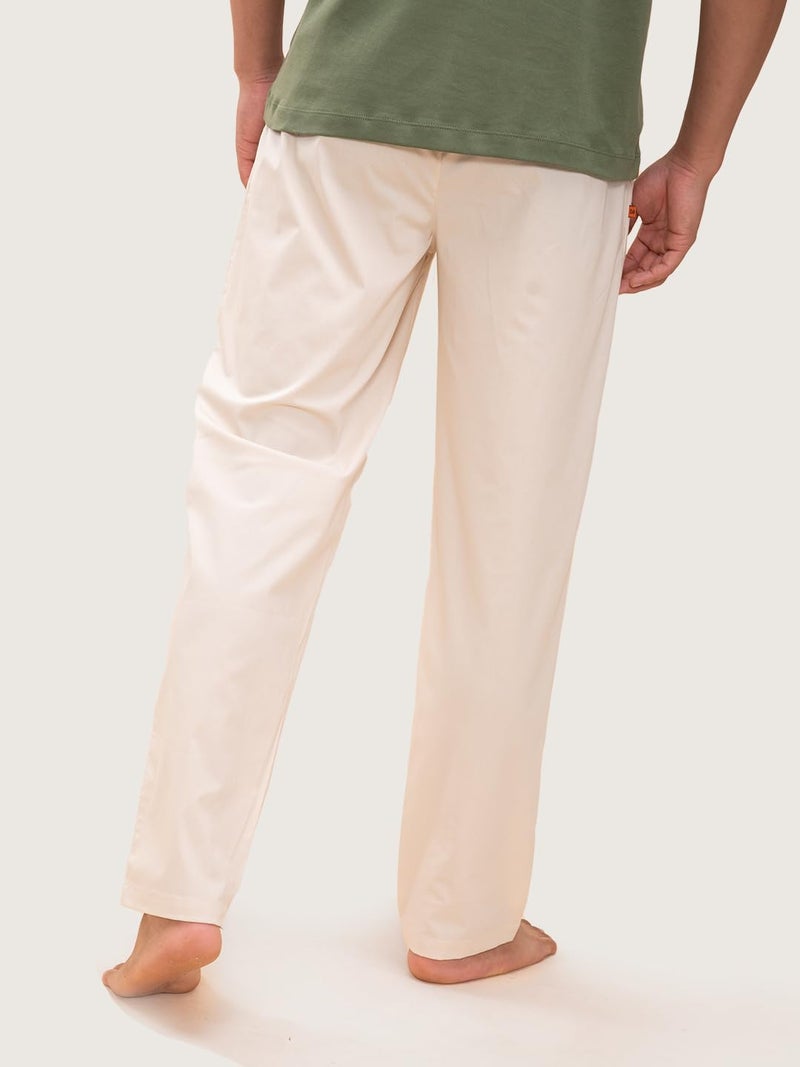 DaMENSCH The Stretch Men's Woven Cotton Tapered Fit Pyjama Pants- Oatmeal Beige- Medium - Image 5