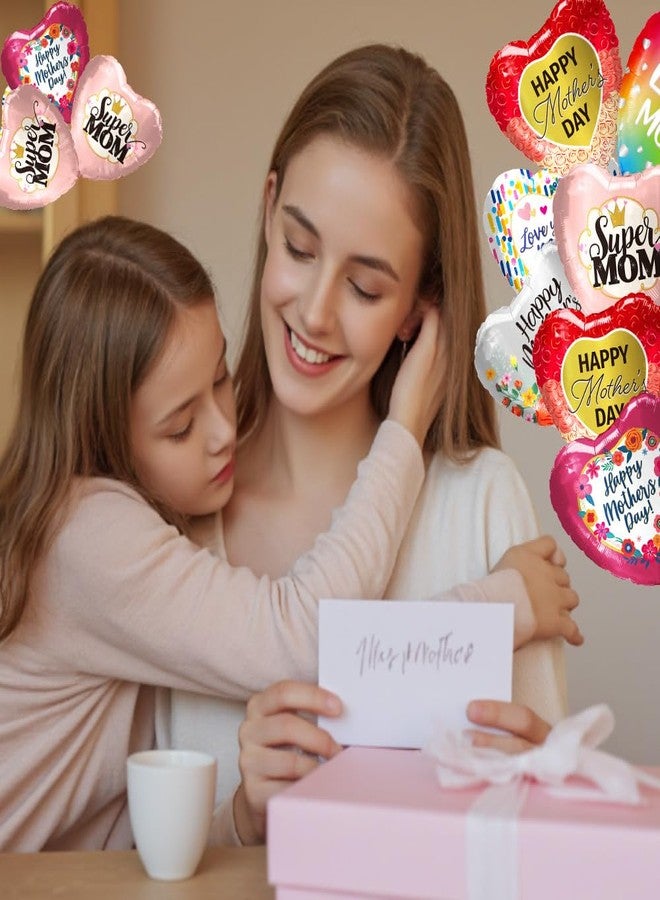 Seilvda 30Pcs Happy Mother's Day Balloons - 20Pcs 10'' and 10 Pcs 5'' Aluminum Foil Balloons Heart for Mother's Day Grandmother Birthday Party Decorations - Image 3
