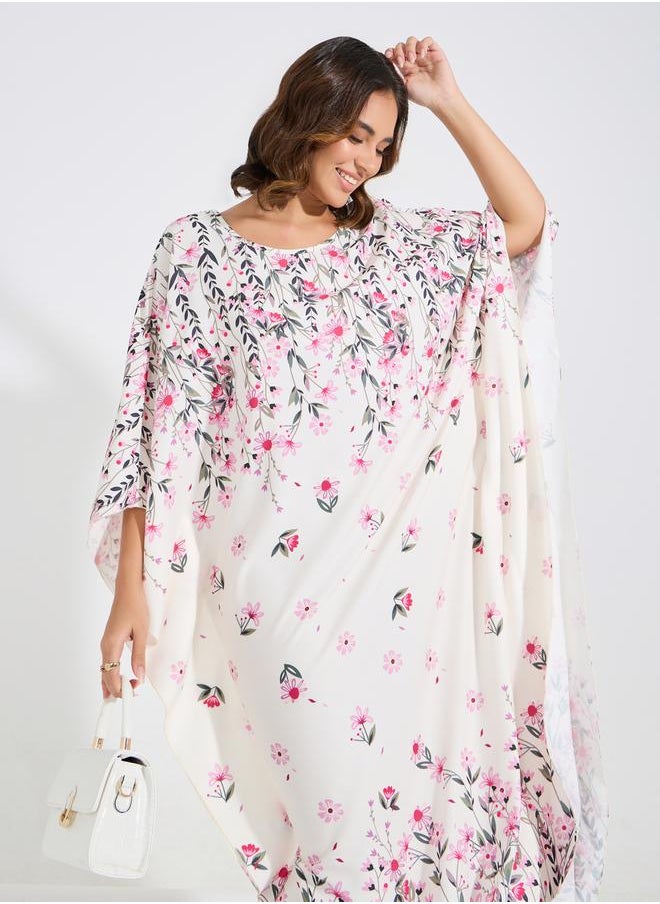 Styli Floral Print Kimono Sleeves Kaftan  - Image 2